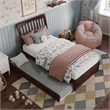 Roslyn Twin Wood Platform Bed with Panel Footboard and Twin Trundle in Walnut
