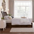 Roslyn Full Wood Platform Bed with Panel Footboard and Twin Trundle in Walnut