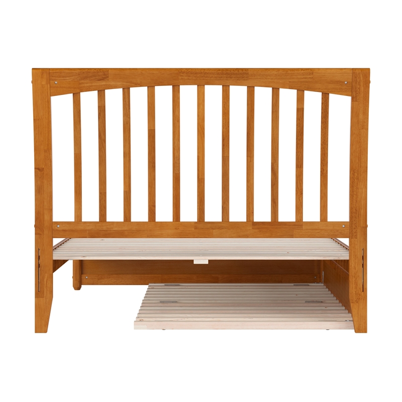 Roslyn Full Platform Bed with Panel Footboard & Twin Trundle in Light Toffee
