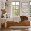 Roslyn Queen Platform Bed with Panel Footboard & TXL Trundle in Light Toffee