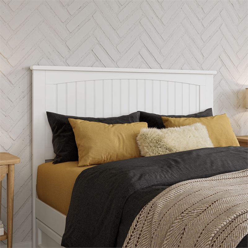 Malta Full Wood Platform Bed with Panel Footboard and Twin Trundle in White