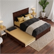 Malta Full Wood Platform Bed with Panel Footboard and Twin Trundle in Walnut