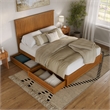 Malta Queen Wood Platform Bed with Panel Footboard & Drawers in Light Toffee