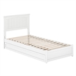 Malta Twin XL Wood Platform Bed with Panel Footboard & Twin XL Trundle in White