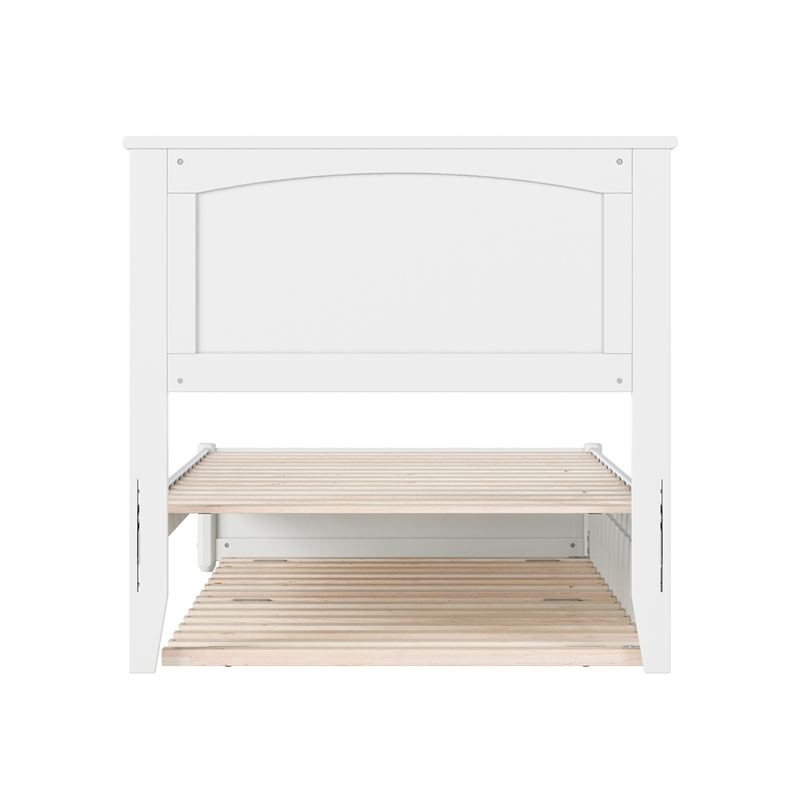 Malta Twin XL Wood Platform Bed with Panel Footboard & Twin XL Trundle in White