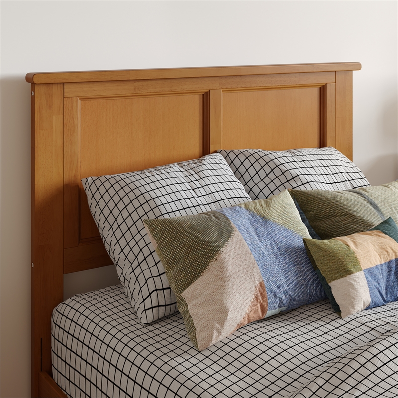 Felicity  Wood Platform Bed with Panel Footboard & Drawers in Light Toffee