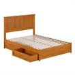 Felicity Full Wood Platform Bed with Panel Footboard & Drawers in Light Toffee