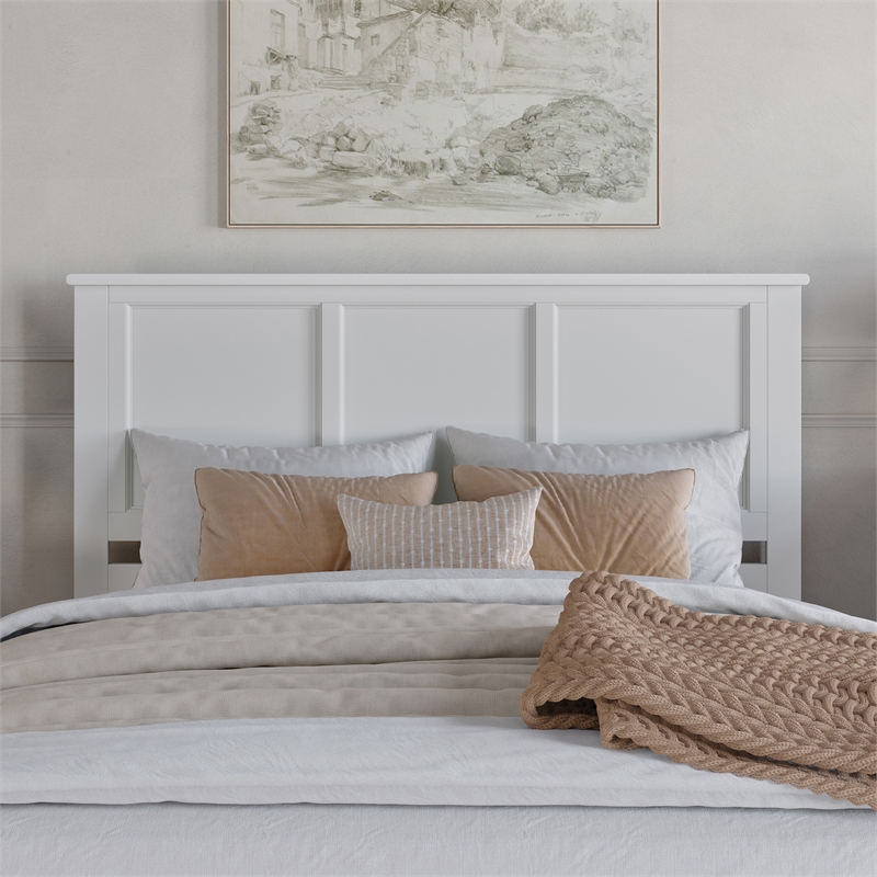 Felicity Queen Wood Platform Bed with Panel Footboard & Storage Drawers in White