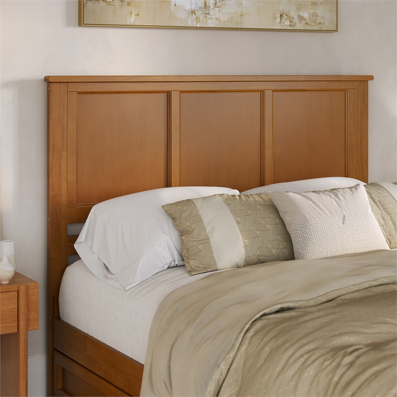 Felicity Queen Wood Platform Bed with Panel Footboard & Drawers in Light Toffee