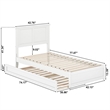 Felicity Twin Wood Platform Bed with Panel Footboard and Twin Trundle in White