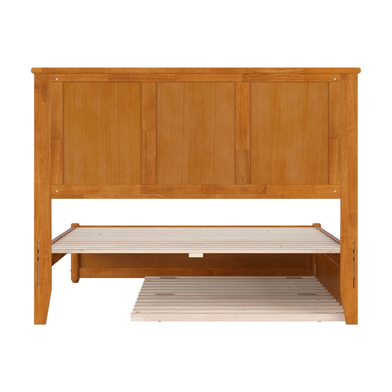 Felicity Full Platform Bed with Panel Footboard & Twin Trundle in Light Toffee