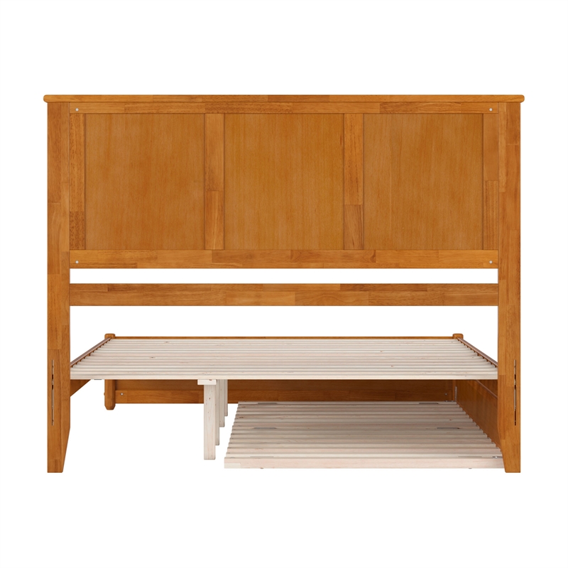 Felicity Queen Platform Bed with Panel Footboard & TXL Trundle in Light Toffee
