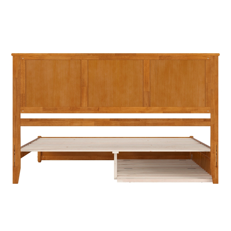 Felicity King Platform Bed with Panel Footboard & TXL Trundle in Light Toffee
