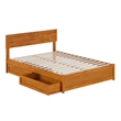 Wesley Full Wood Platform Bed with Panel Footboard & Drawers in Light Toffee