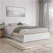 Wesley Queen Wood Platform Bed with Panel Footboard and Storage Drawers in White