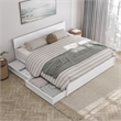 Wesley King Wood Platform Bed with Panel Footboard and Storage Drawers in White