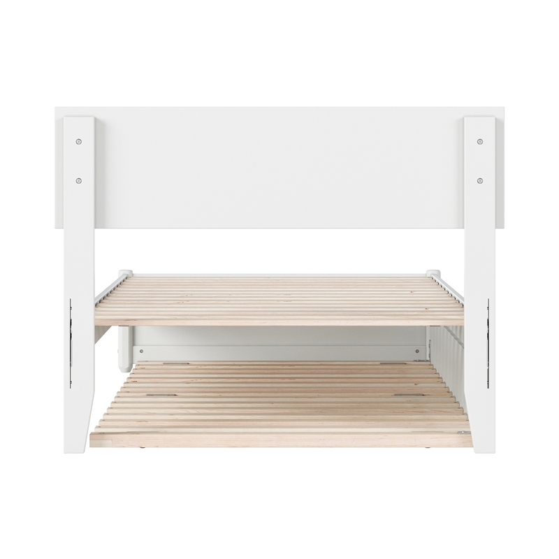Wesley Twin XL Wood Platform Bed with Panel Footboard & Twin XL Trundle in White