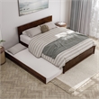 Wesley Queen Wood Platform Bed with Panel Footboard & Twin XL Trundle in Walnut