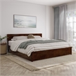 Wesley King Wood Platform Bed with Panel Footboard and Twin XL Trundle in Walnut