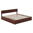 Wesley King Wood Platform Bed with Panel Footboard and Twin XL Trundle in Walnut