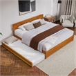 Wesley King Wood Platform Bed with Panel Footboard & TXL Trundle in Light Toffee