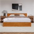 Wesley King Wood Platform Bed with Panel Footboard & TXL Trundle in Light Toffee