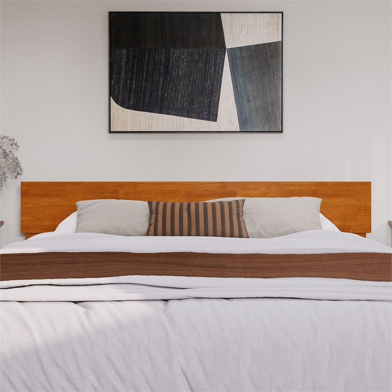 Wesley King Wood Platform Bed with Panel Footboard & TXL Trundle in Light Toffee