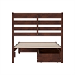 Emelie Twin XL Wood Platform Bed with Panel Footboard & Drawers in Walnut