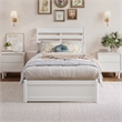 Emelie Twin XL Wood Platform Bed with Panel Footboard & Twin XL Trundle in White