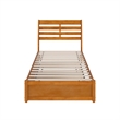 Emelie Twin XL Platform Bed with Panel Footboard & TXL Trundle in Light Toffee