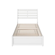 Emelie Twin Wood Platform Bed with Panel Footboard and Twin Trundle in White