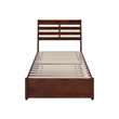 Emelie Twin Wood Platform Bed with Panel Footboard and Twin Trundle in Walnut