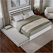 Emelie King Wood Platform Bed with Panel Footboard and Twin XL Trundle in White