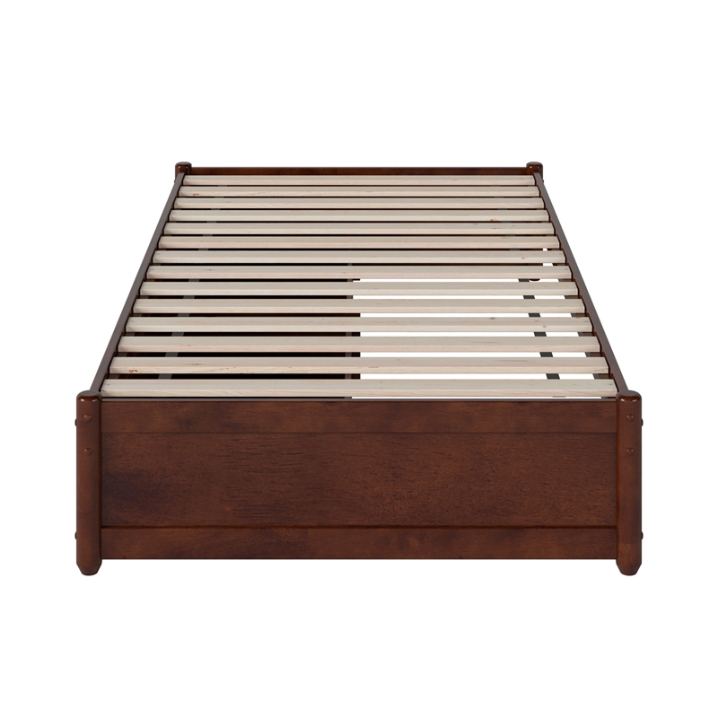 Barcelona Twin Panel Platform Bed with 2 Storage Drawers in Walnut