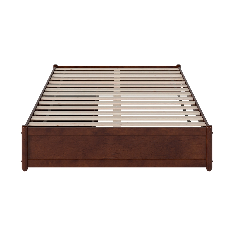 Barcelona Full Panel Platform Bed with 2 Storage Drawers in Walnut