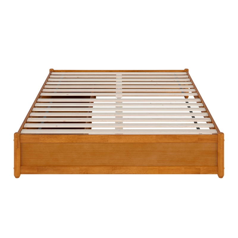 Barcelona Queen Panel Platform Bed with 2 Storage Drawers in Light Toffee