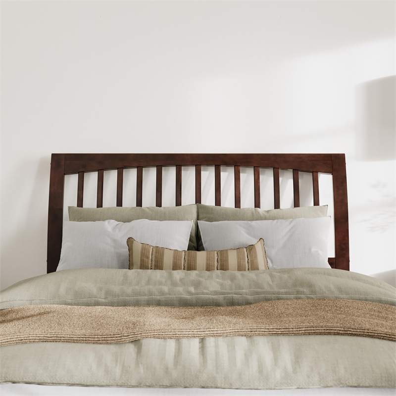 Orleans Queen Wood Low Profile Platform Bed with Matching Footboard in Walnut