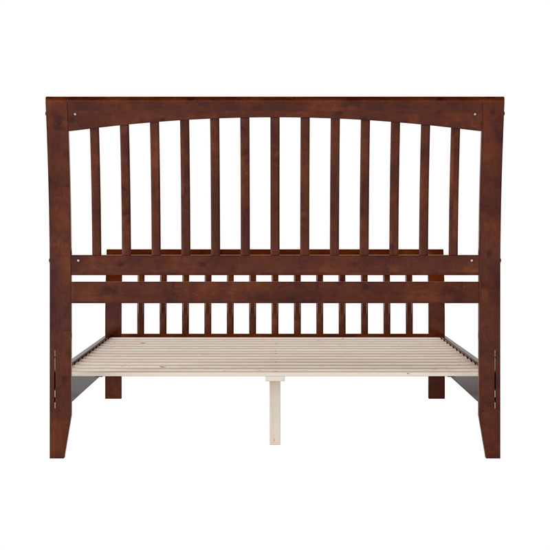 Orleans Queen Wood Low Profile Platform Bed with Matching Footboard in Walnut