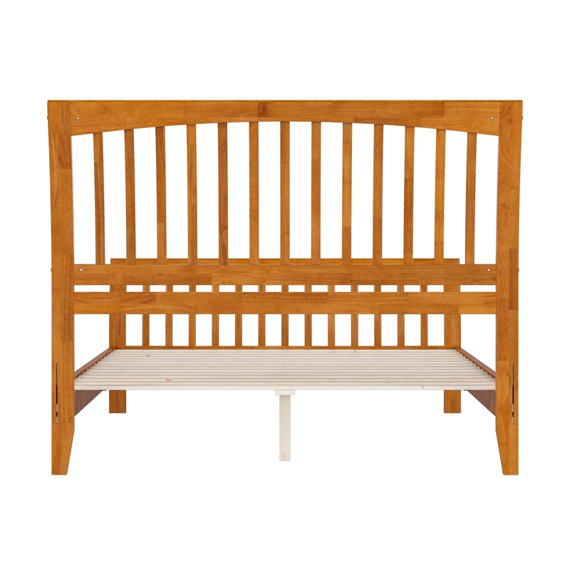 Orleans Queen Wood Low Profile Platform Bed w Matching Footboard in Light Toffee