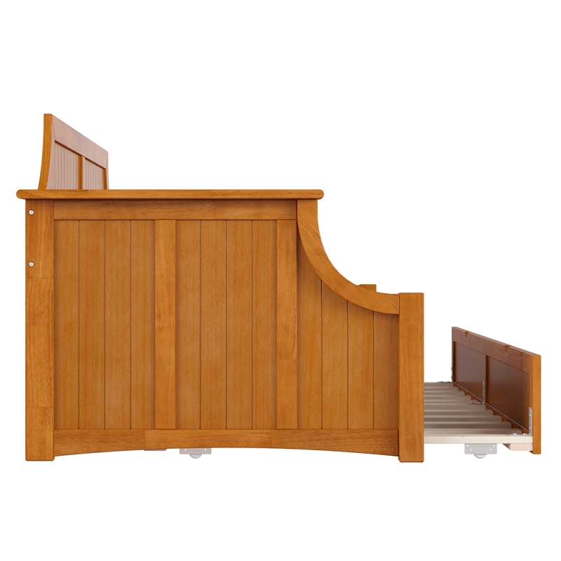 AFI Cambridge Mid-Century Solid Wood Daybed with Twin Trundle in Light Toffee