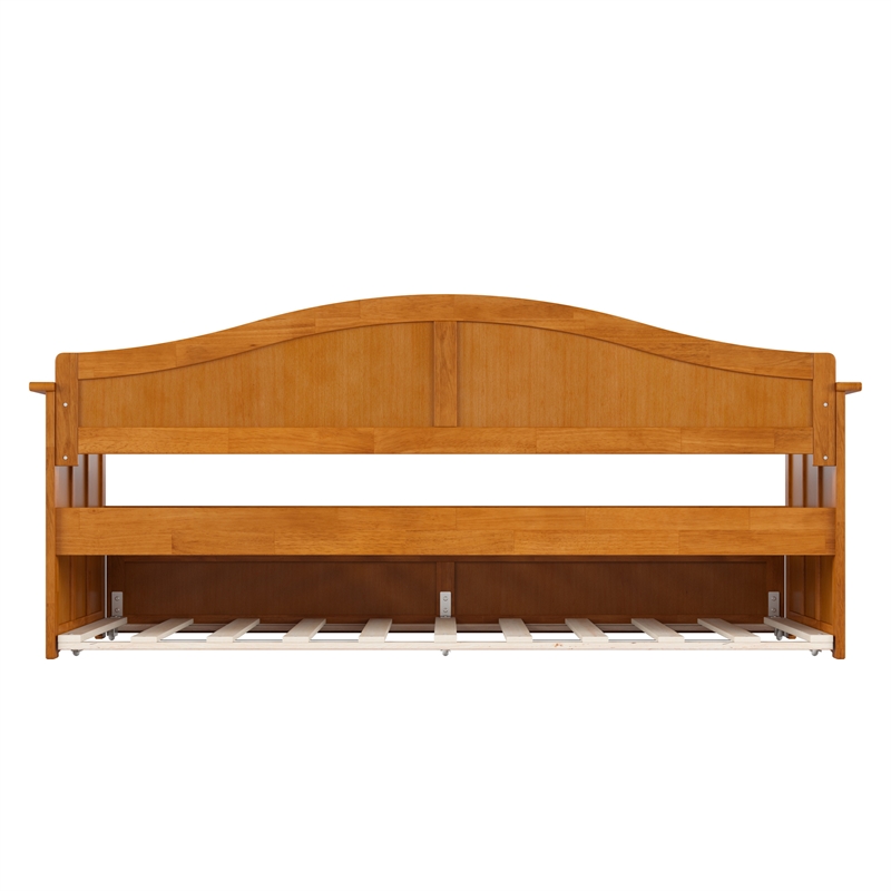 AFI Nantucket Mid-Century Solid Wood Twin Daybed with Trundle in Light Toffee