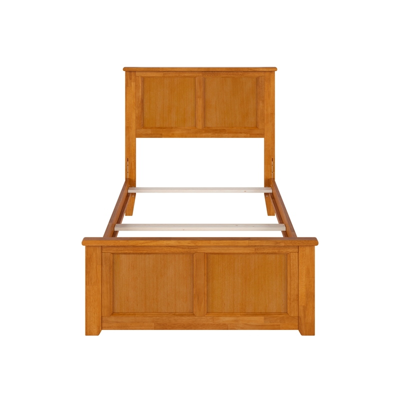 Madison Twin Wood Foundation Bed with Matching Footboard in Light Toffee