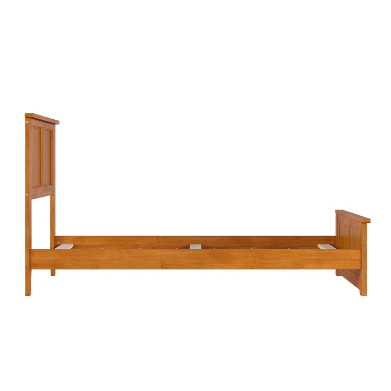 Madison Twin Wood Foundation Bed with Matching Footboard in Light Toffee