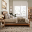 Madison Queen Wood Foundation Bed with Matching Footboard in Light Toffee