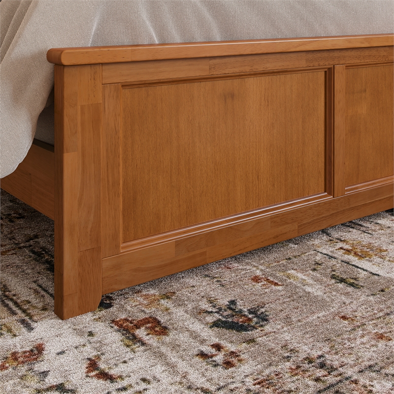 Madison Queen Wood Foundation Bed with Matching Footboard in Light Toffee