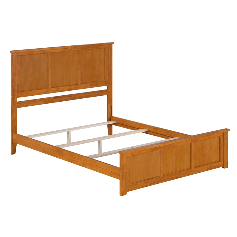 Madison Queen Wood Foundation Bed with Matching Footboard in Light Toffee