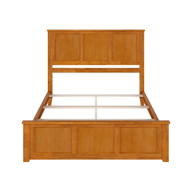 Madison Queen Wood Foundation Bed with Matching Footboard in Light Toffee
