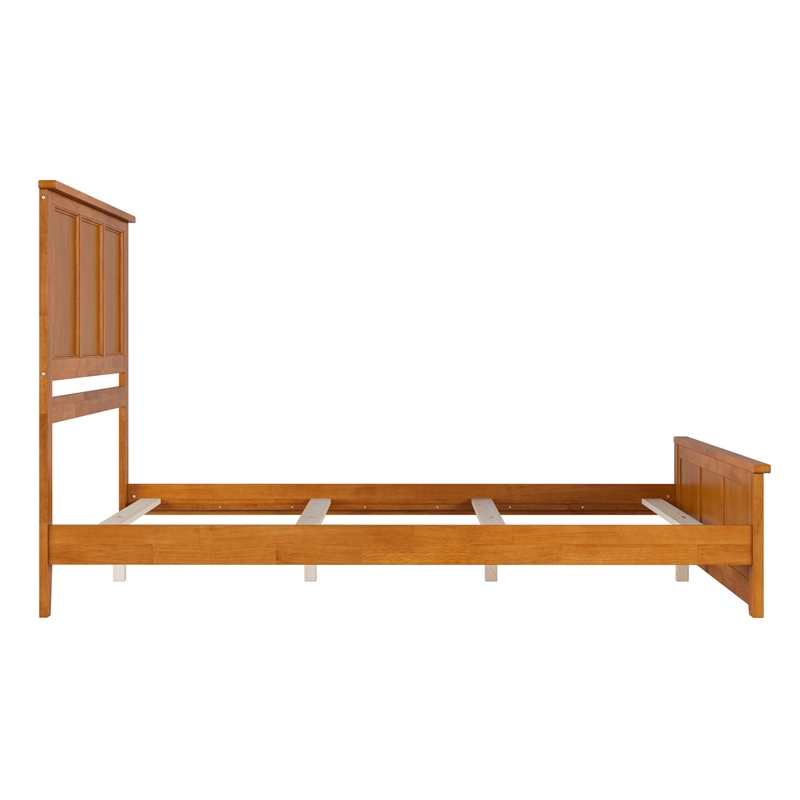 Madison Queen Wood Foundation Bed with Matching Footboard in Light Toffee