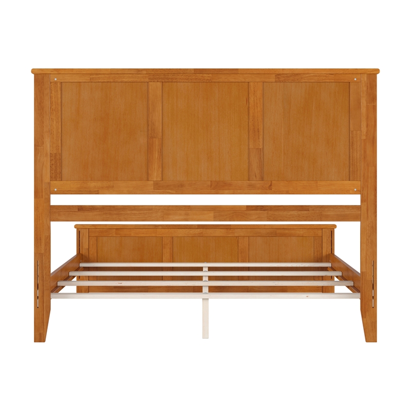 Madison Queen Wood Foundation Bed with Matching Footboard in Light Toffee