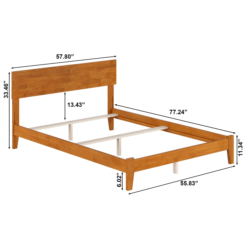 Orlando Full Solid Wood Foundation Bed in Light Toffee